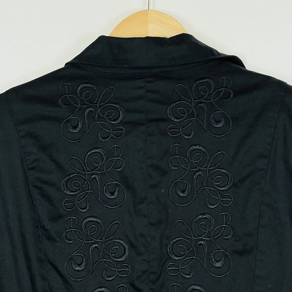 Christine Alexander Black Long‎ Sleeve Embroidered Shirt Jacket Womens Medium - Picture 5 of 8